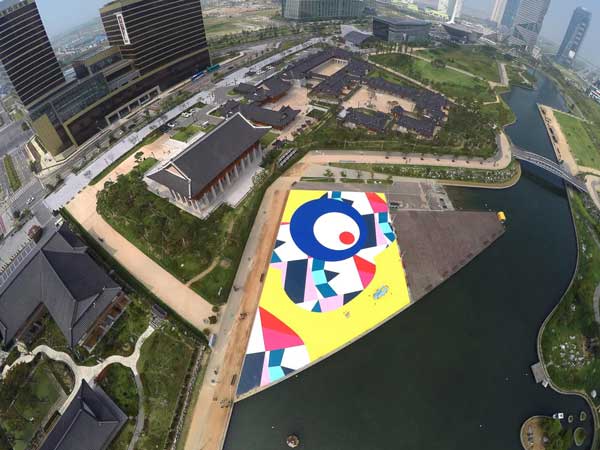 Sinta-Tantra---floor-painting-commissioned-by-the-city-of-Songdo,-South-Korea.